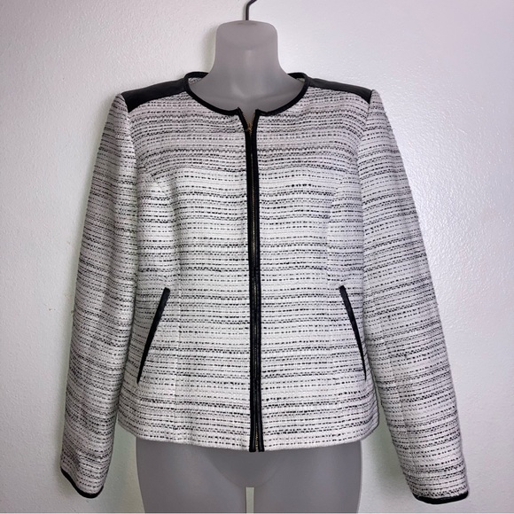 Calvin Klein black and white zip up blazer style work jacket - Picture 8 of 8